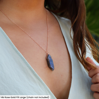 Raw Polished Natural Labradorite Crystal Slice Point Pendant