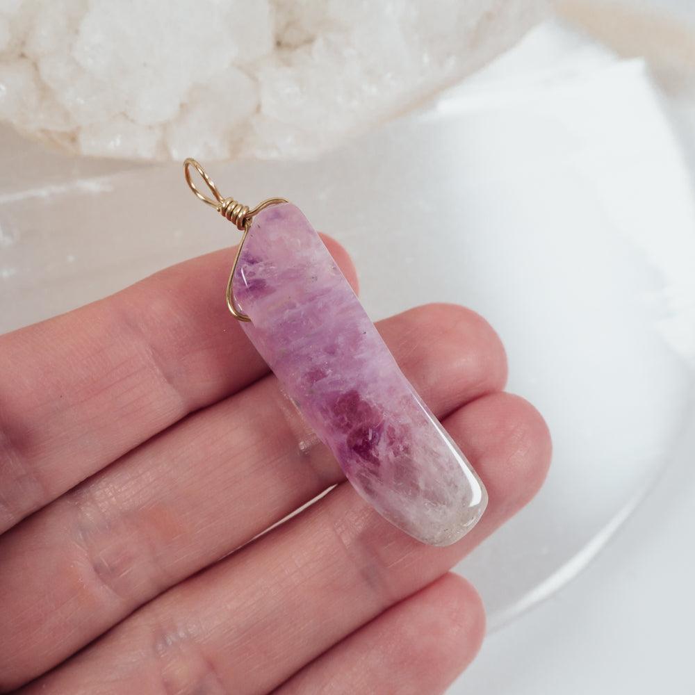 Polished Natural Amethyst Crystal Slice Point Pendant