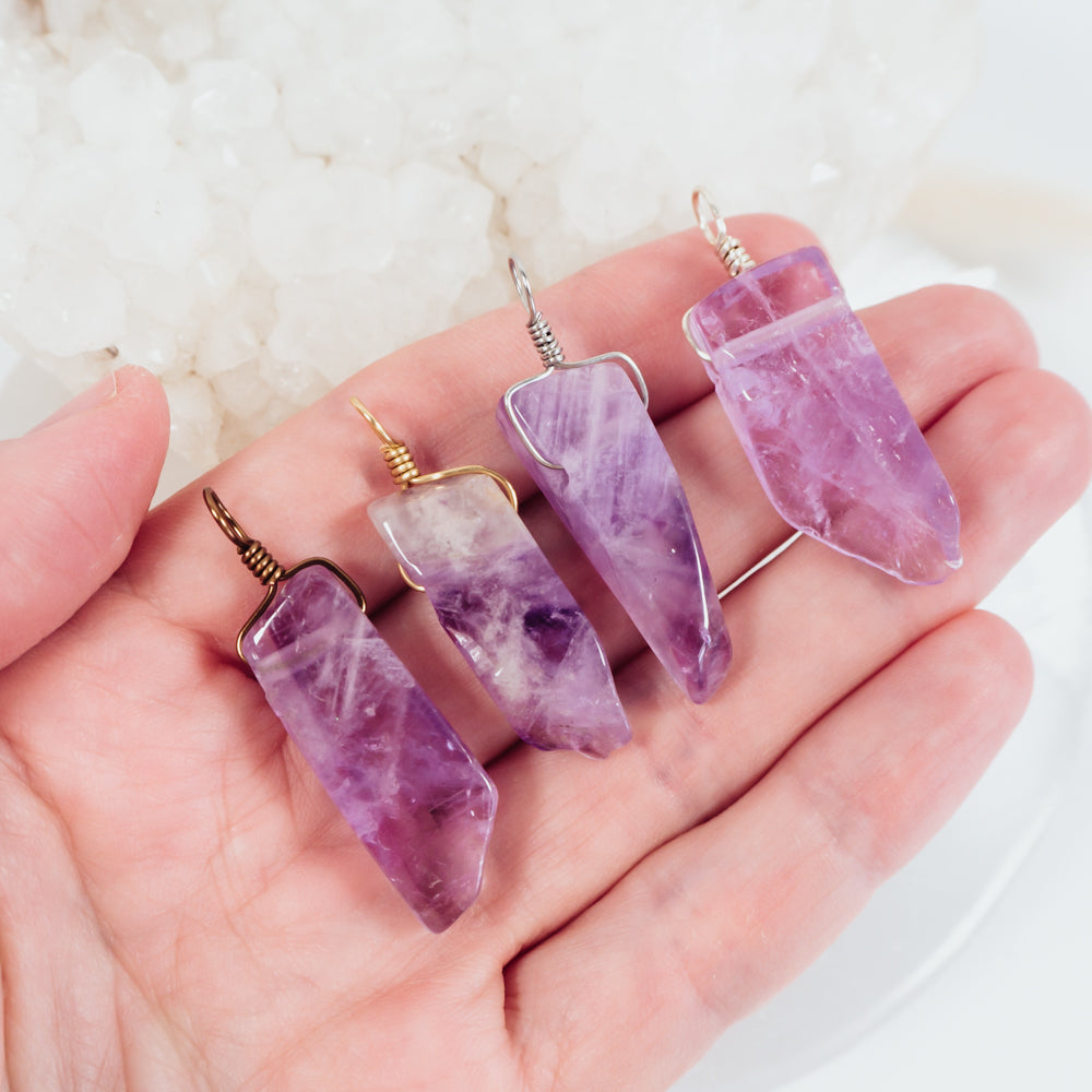 Polished Natural Amethyst Point Pendant