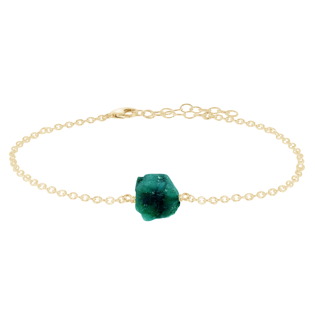 Raw Emerald Crystal Nugget Anklet