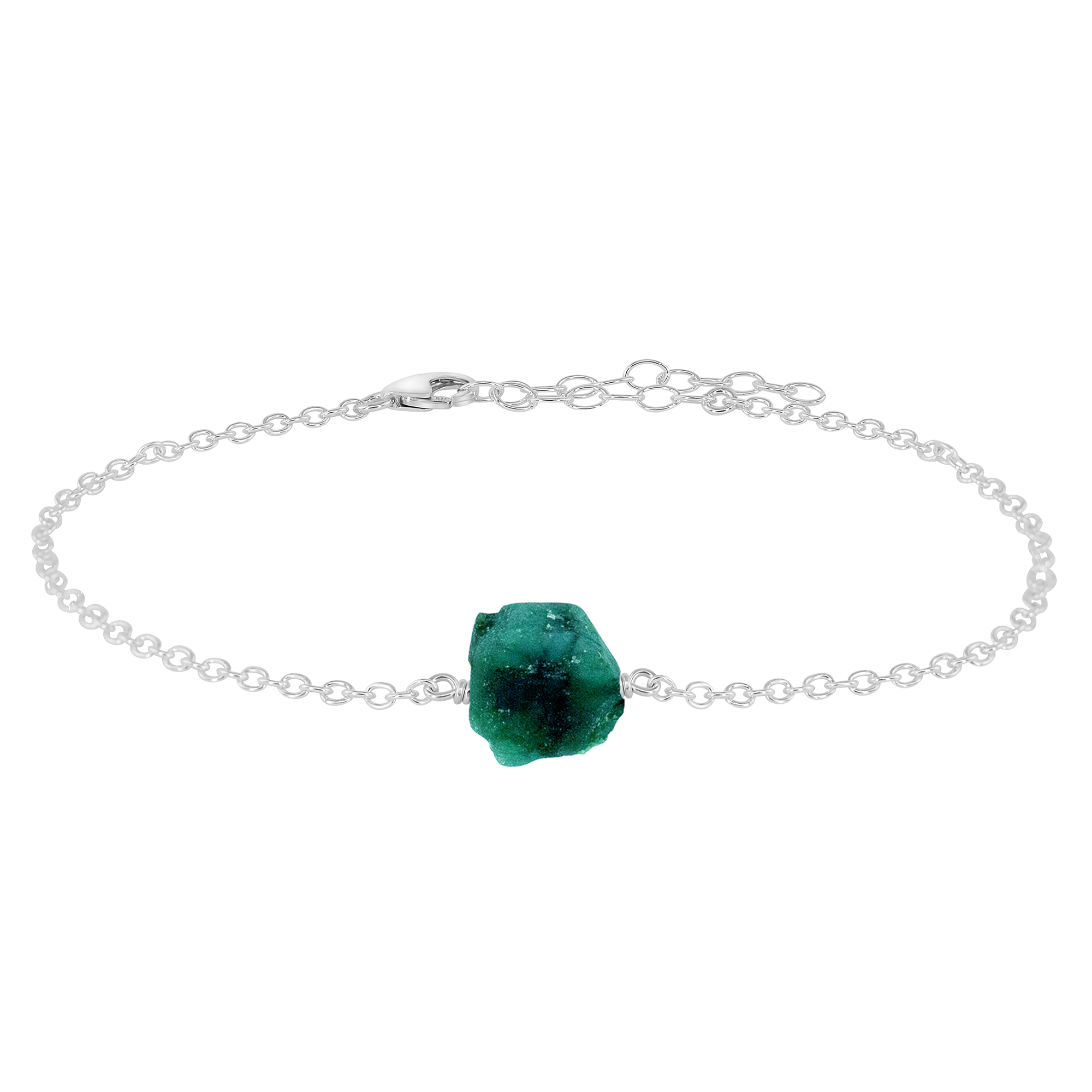 Raw Emerald Crystal Nugget Anklet