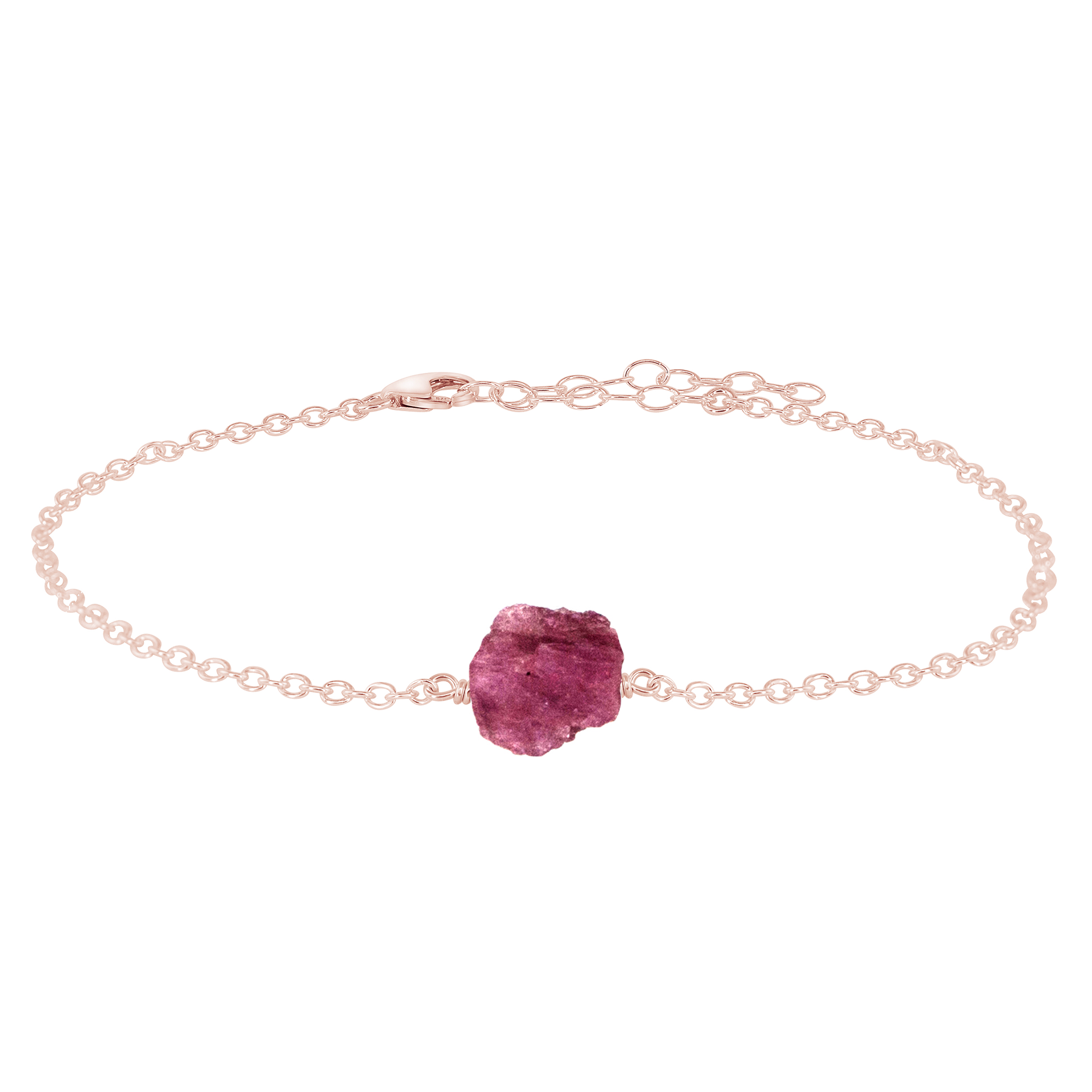 Raw Pink Tourmaline Crystal Nugget Anklet