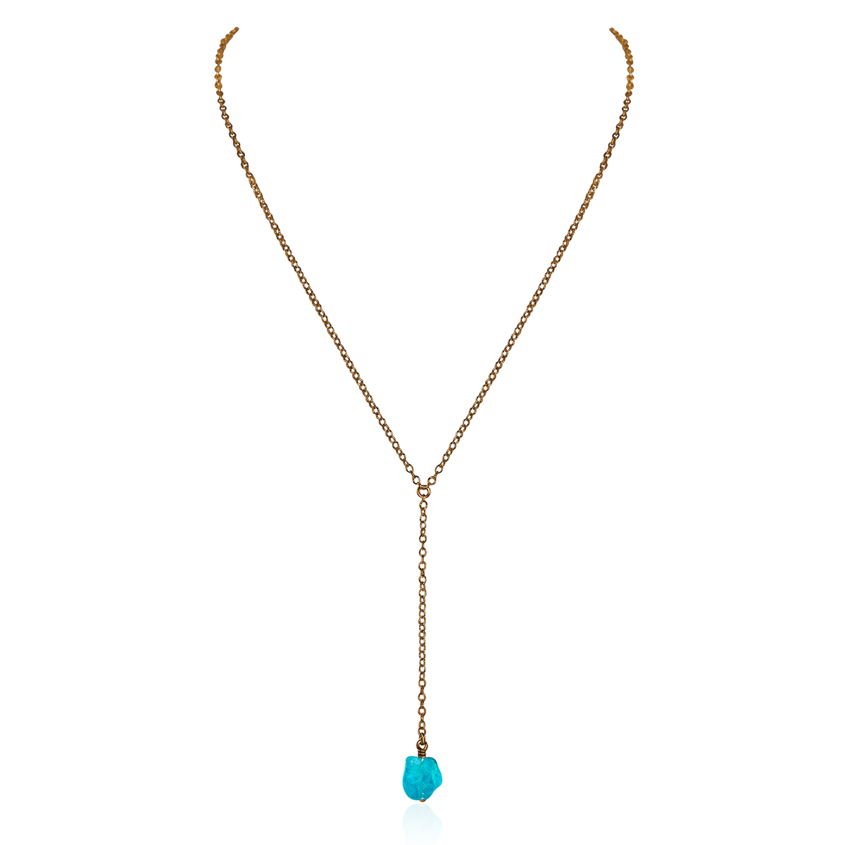 Bronze Apatite Raw Crystal Lariat Necklace