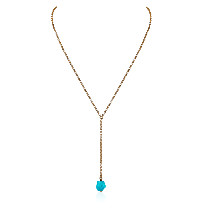 Bronze Apatite Raw Crystal Lariat Necklace