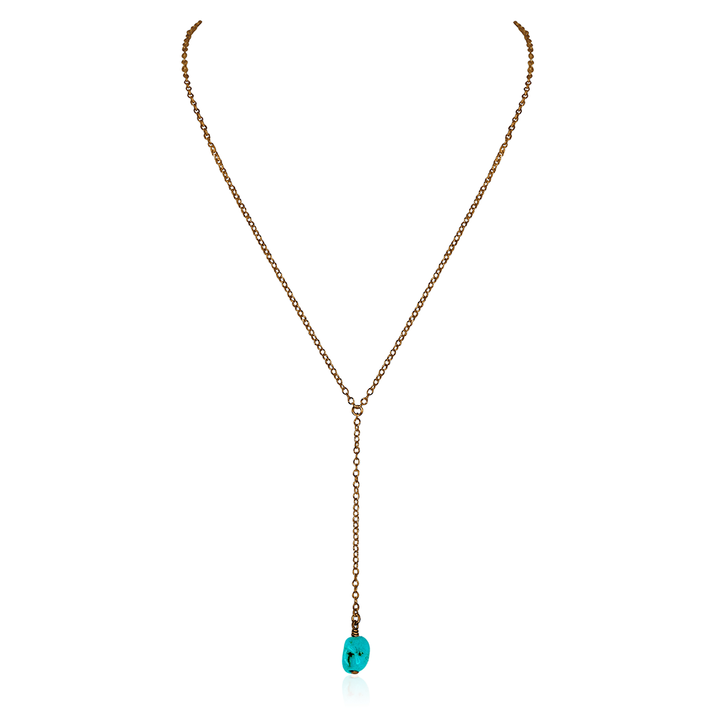 Bronze Turquoise Raw Crystal Lariat Necklace