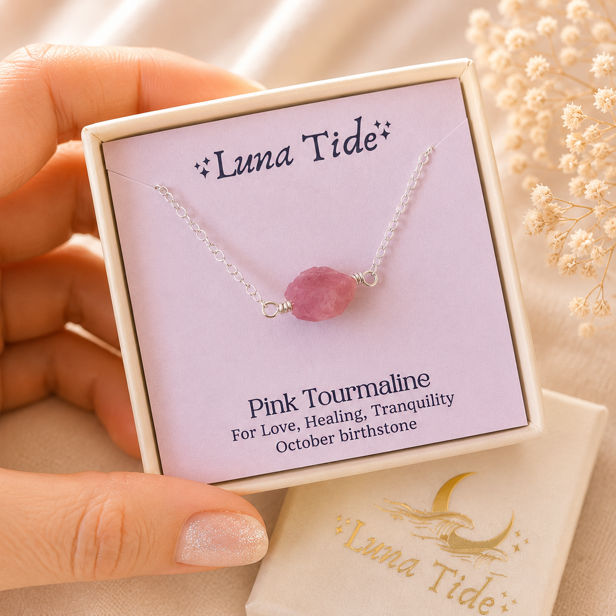 Tiny Raw Pink Tourmaline Crystal Nugget Choker