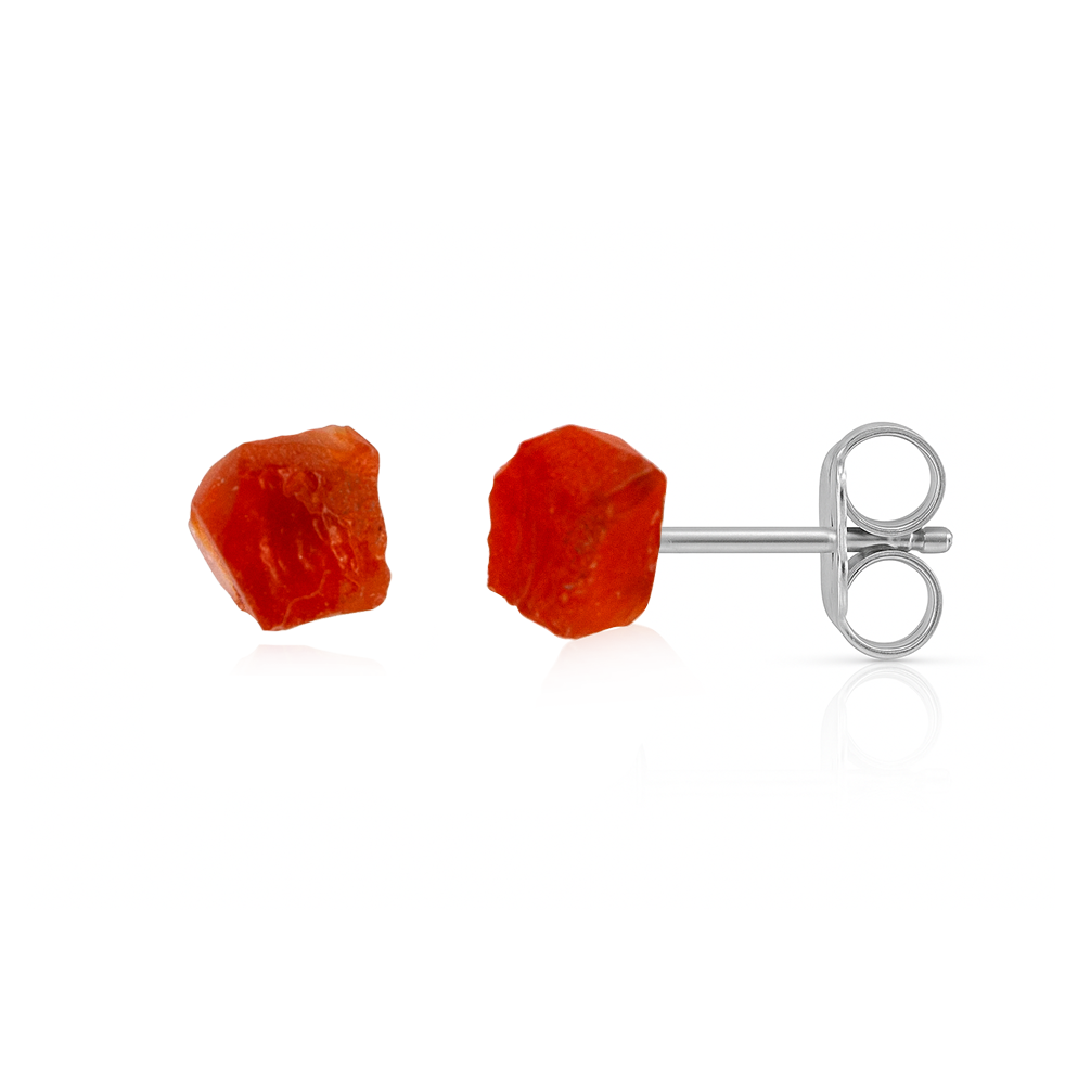 Carnelian Raw Crystal Stud Earrings