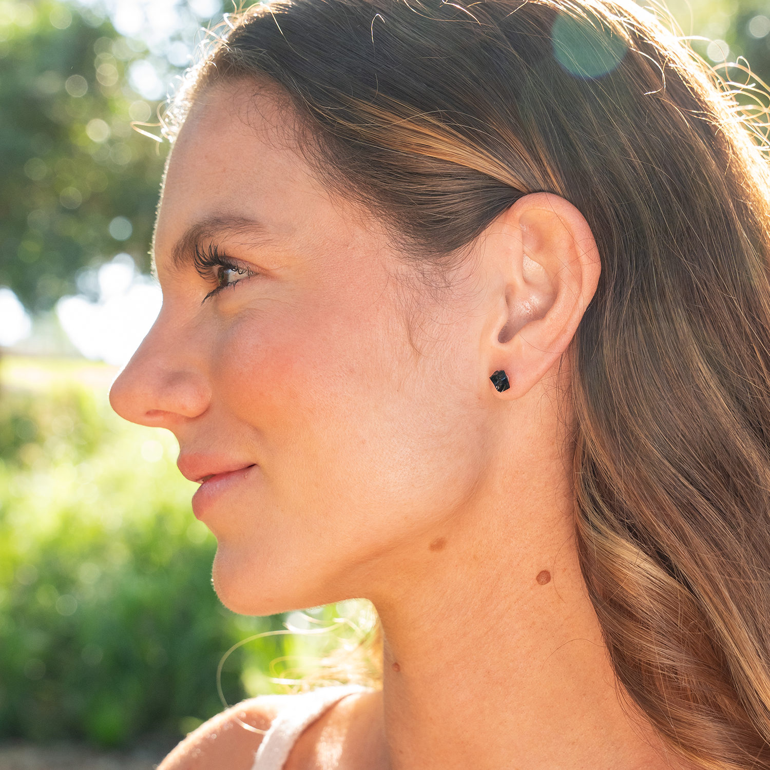 Obsidian Raw Crystal Stud Earrings
