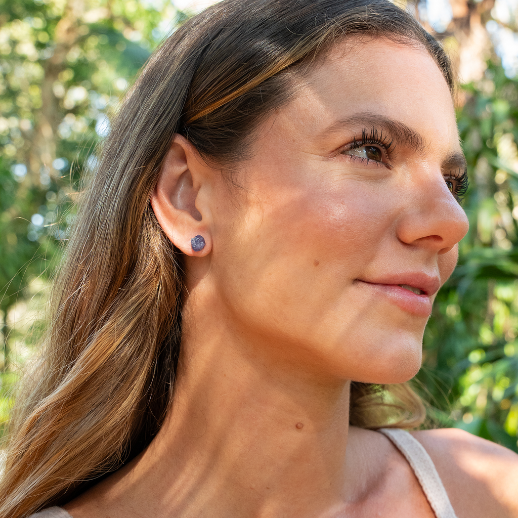Tanzanite Raw Crystal Stud Earrings