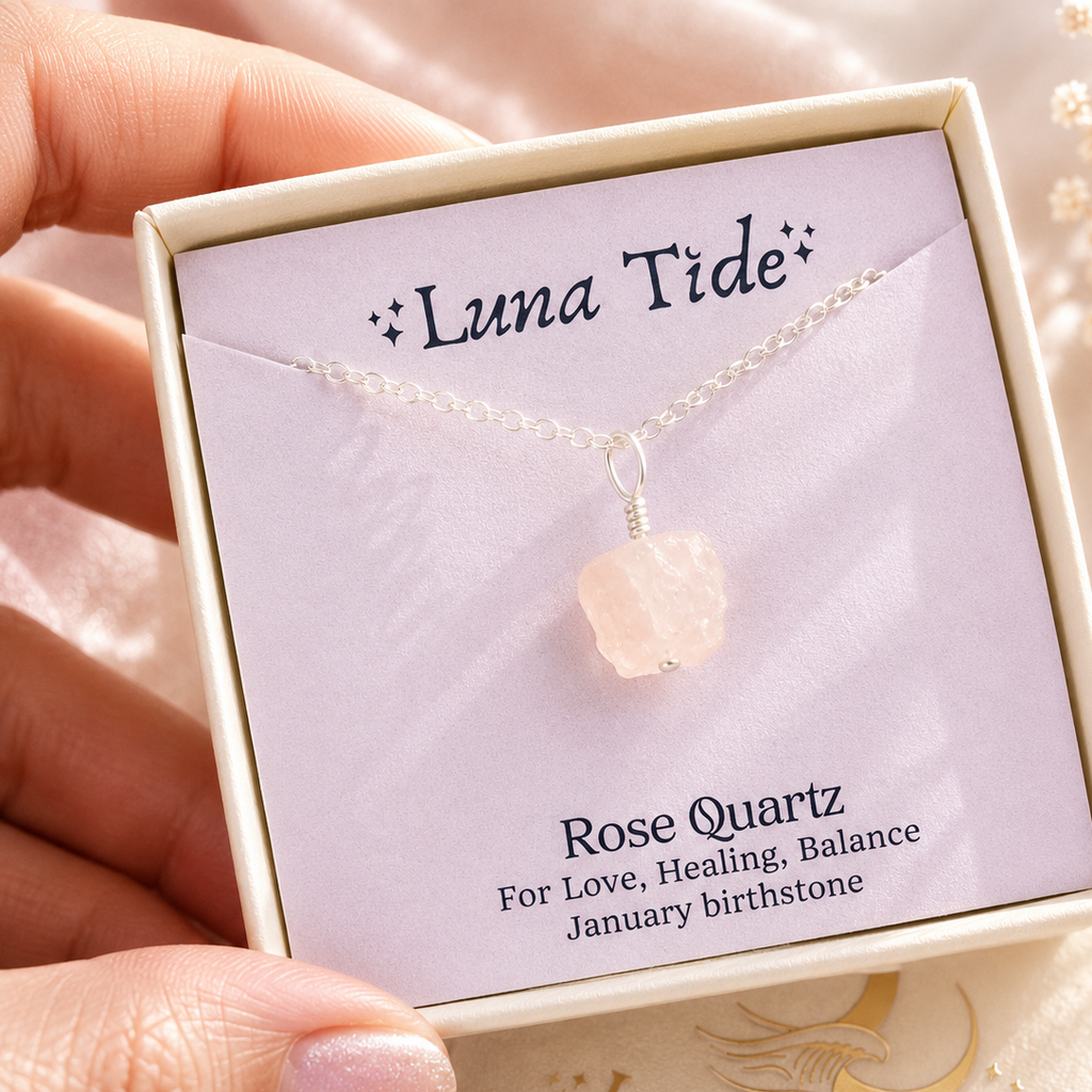 Raw Rose Quartz Natural Crystal Pendant Necklace