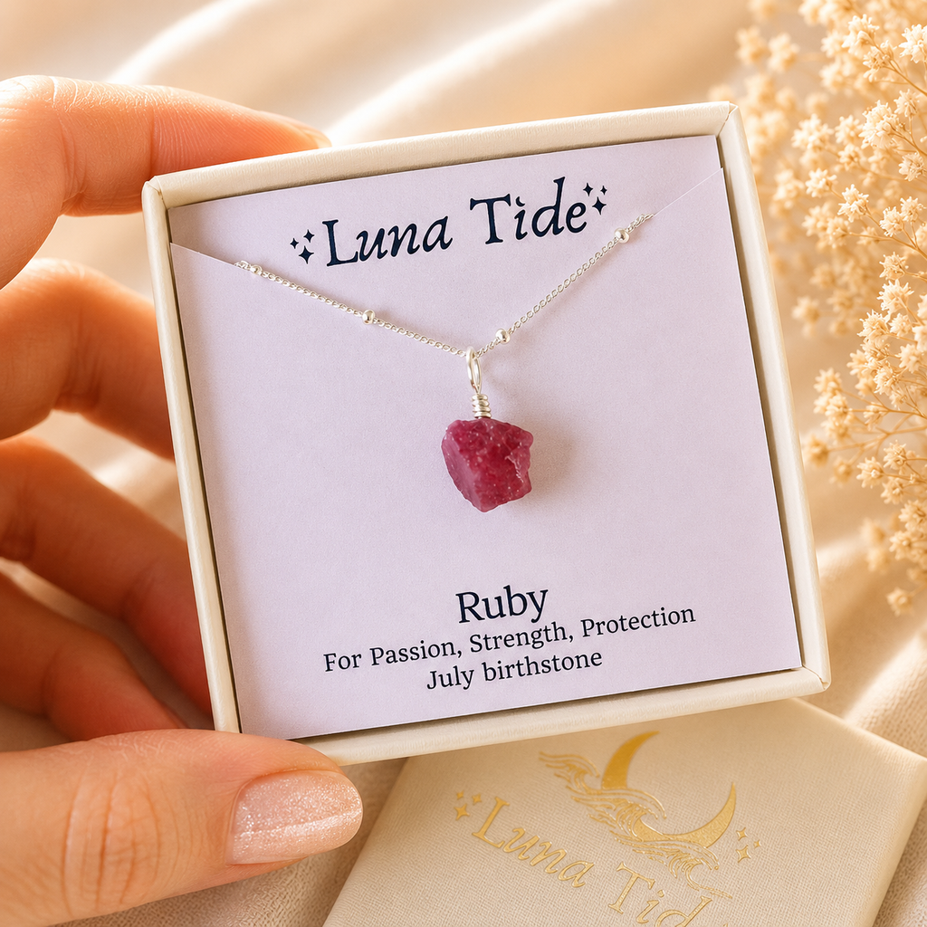 Tiny Rough Earth Red Ruby Gemstone Pendant Choker