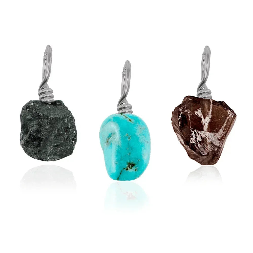 Protection & Grounding Raw Crystal Pendant Bundle - Protection & Grounding Raw Crystal Pendant Bundle - Stainless Steel / Pendants only (no chain) - Luna Tide Handmade Crystal Jewellery