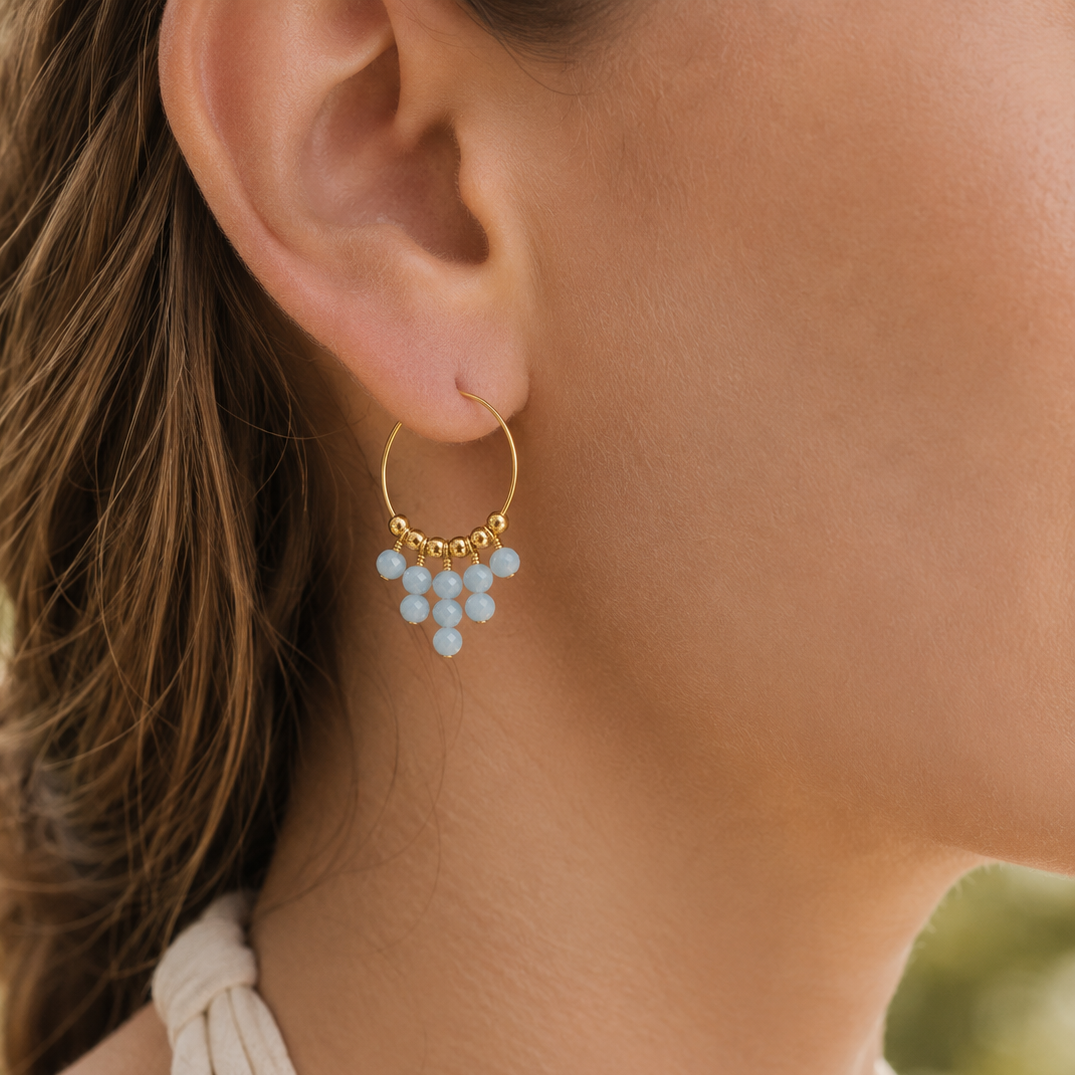 Angelite Statement Hoop Earrings