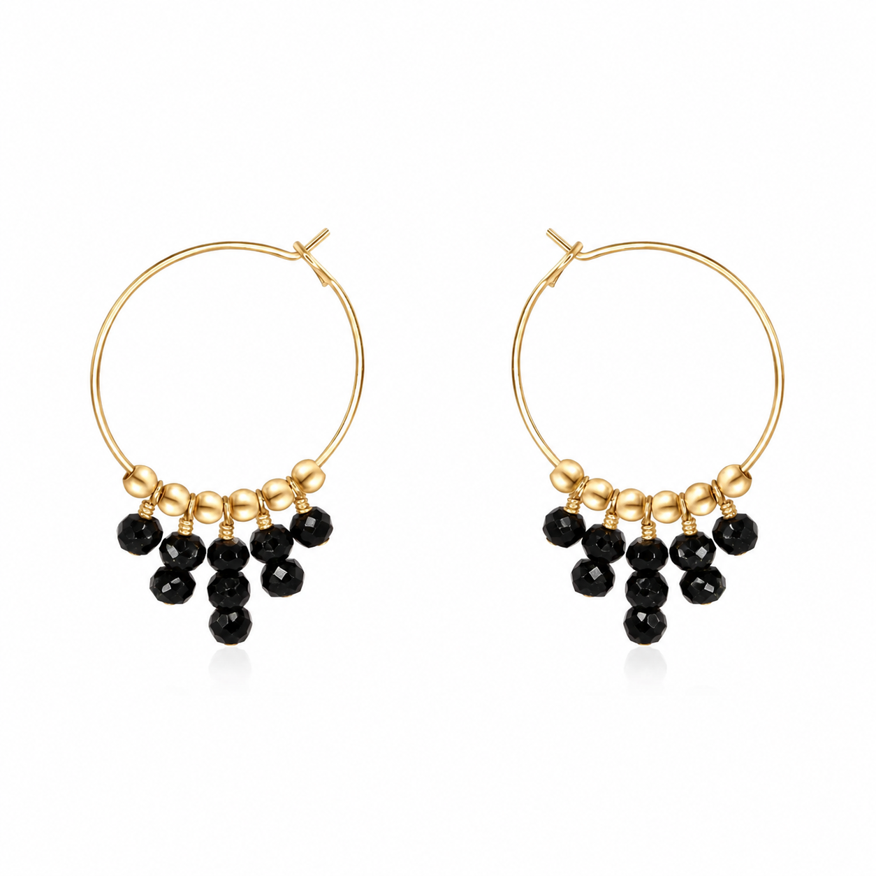 Black Tourmaline Statement Hoop Earrings
