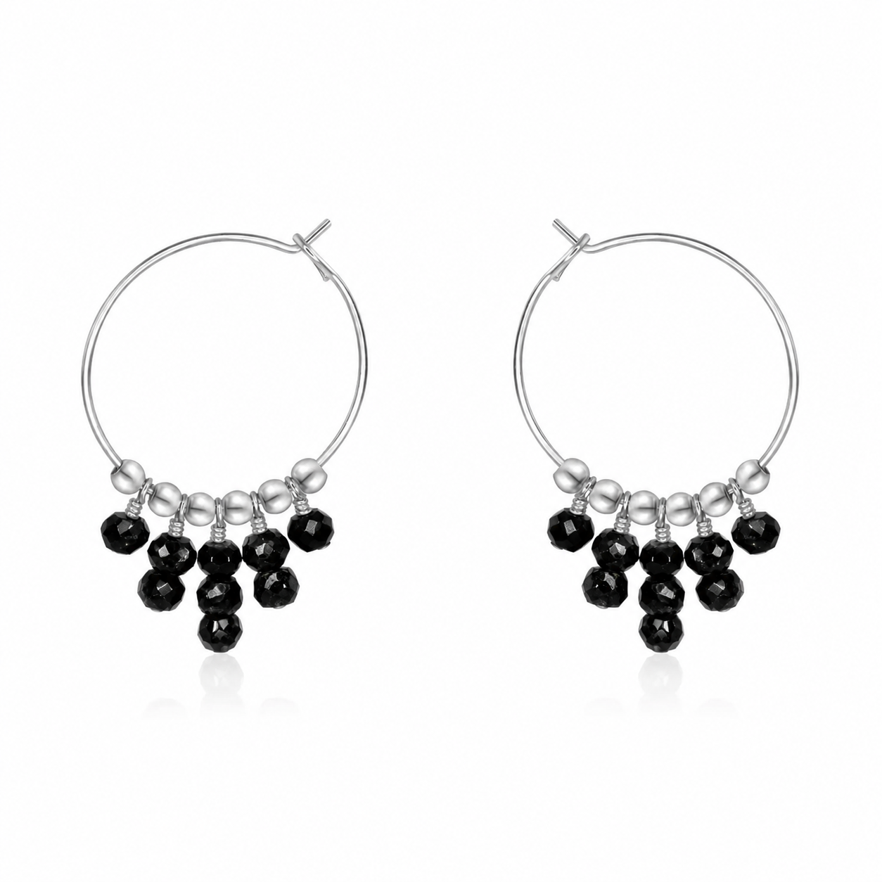 Black Tourmaline Statement Hoop Earrings