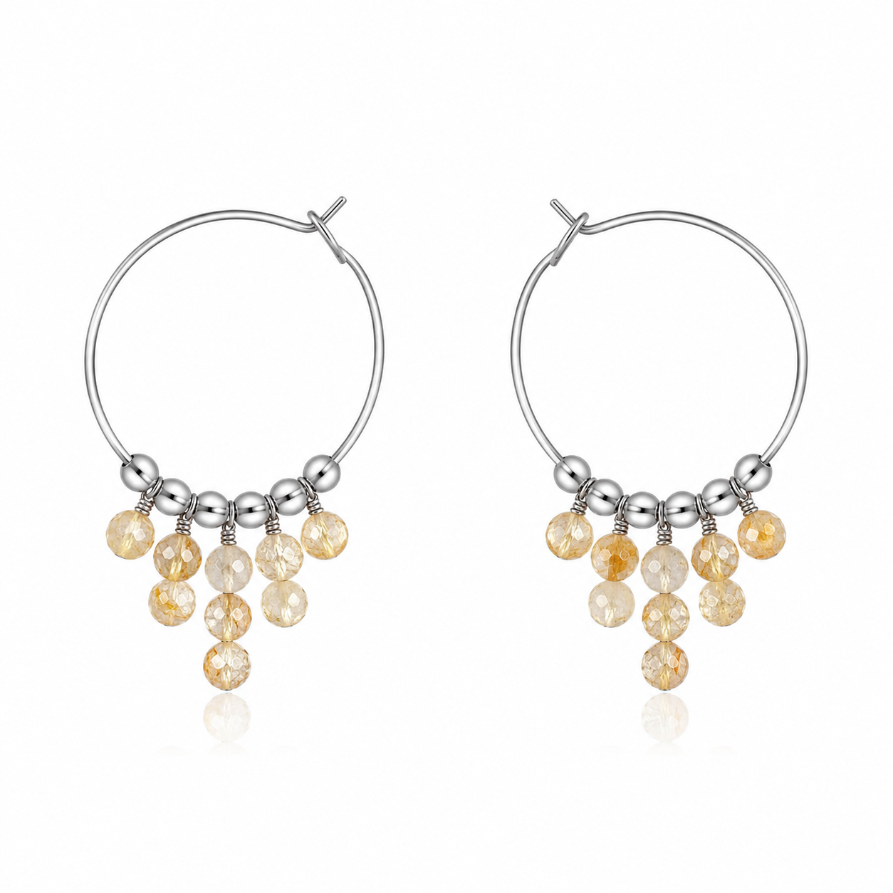 Golden Rutilated Quartz Statement Hoop Earrings