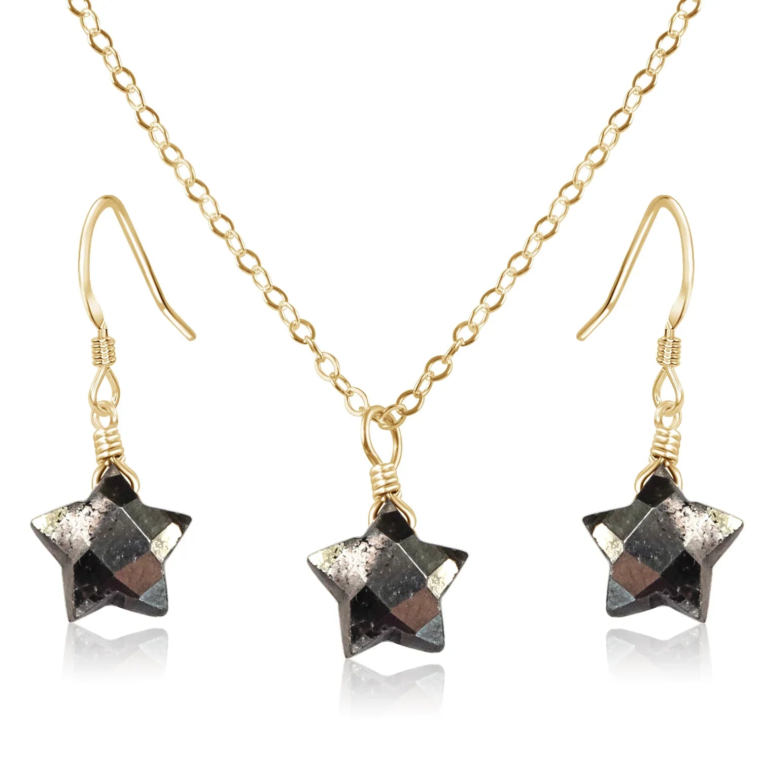 Little Pyrite Crystal Star Jewellery Set