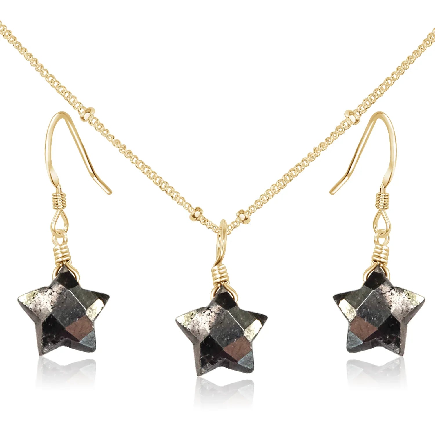 Little Pyrite Crystal Star Jewellery Set