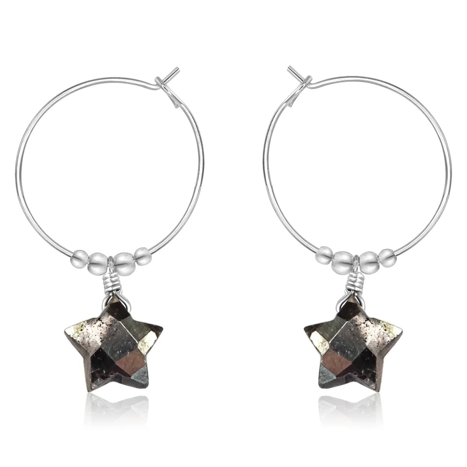Little Pyrite Crystal Star Hoop Earrings