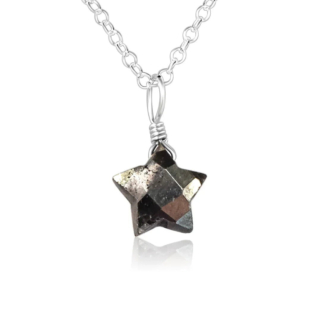 Little Pyrite Crystal Star Pendant Necklace