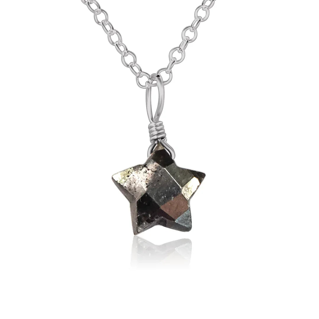Little Pyrite Crystal Star Pendant Necklace