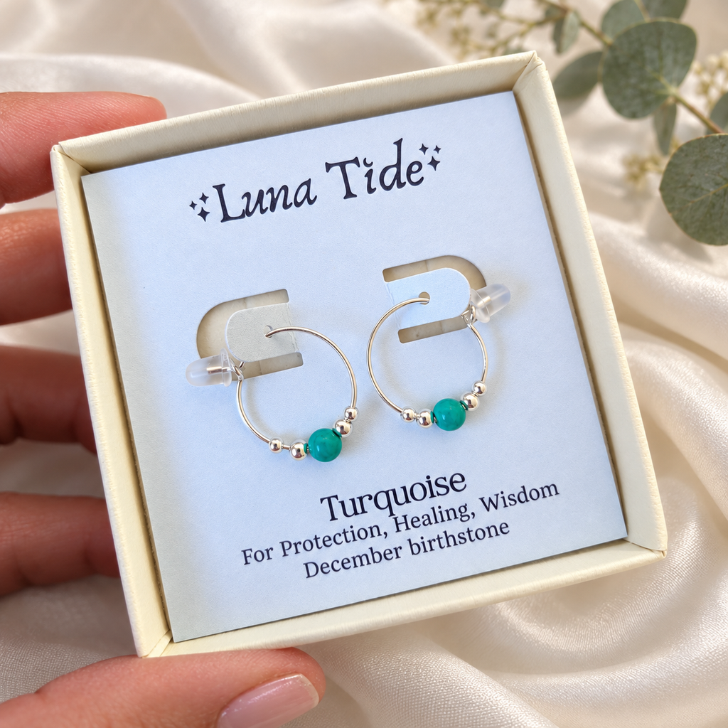 Tiny Turquoise Bead Hoop Earrings