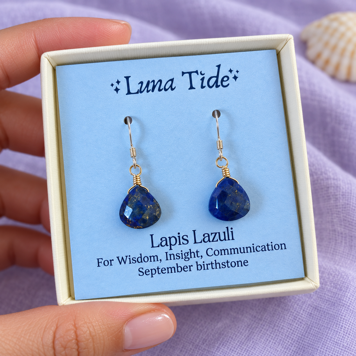 Lapis Lazuli Gemstone Teardrop Dangle Earrings