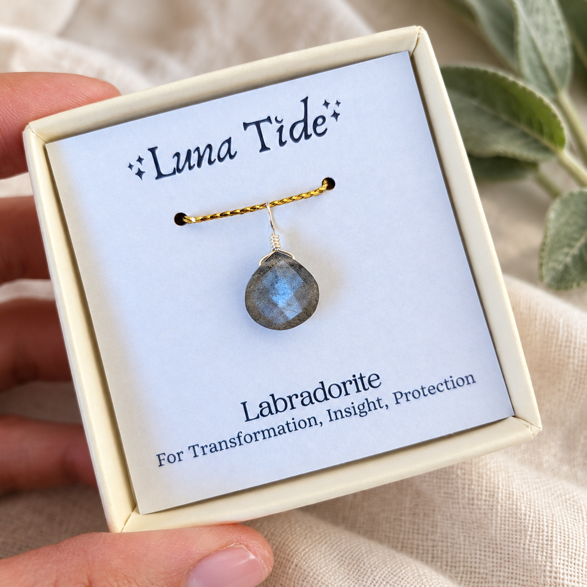 Tiny Labradorite Teardrop Gemstone Pendant