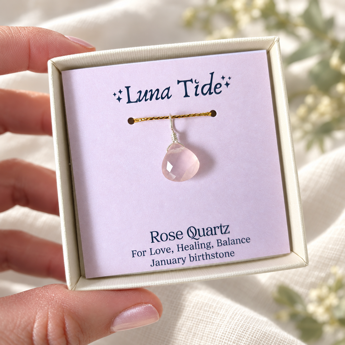 Tiny Rose Quartz Teardrop Gemstone Pendant