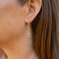 Peridot Crystal Beaded Chain Dangle Leverback Earrings - Peridot Crystal Beaded Chain Dangle Leverback Earrings - Sterling Silver - Luna Tide Handmade Crystal Jewellery