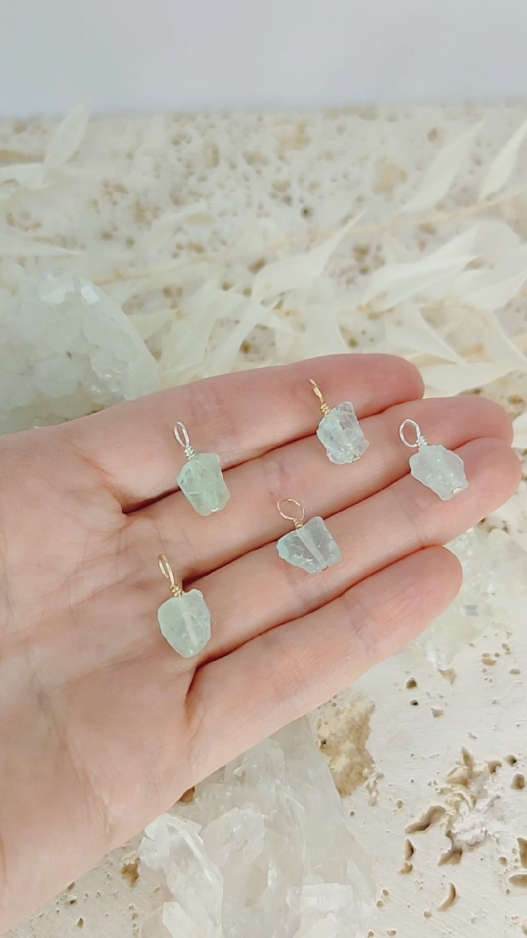 Tiny Raw Blue Aquamarine Crystal Pendant