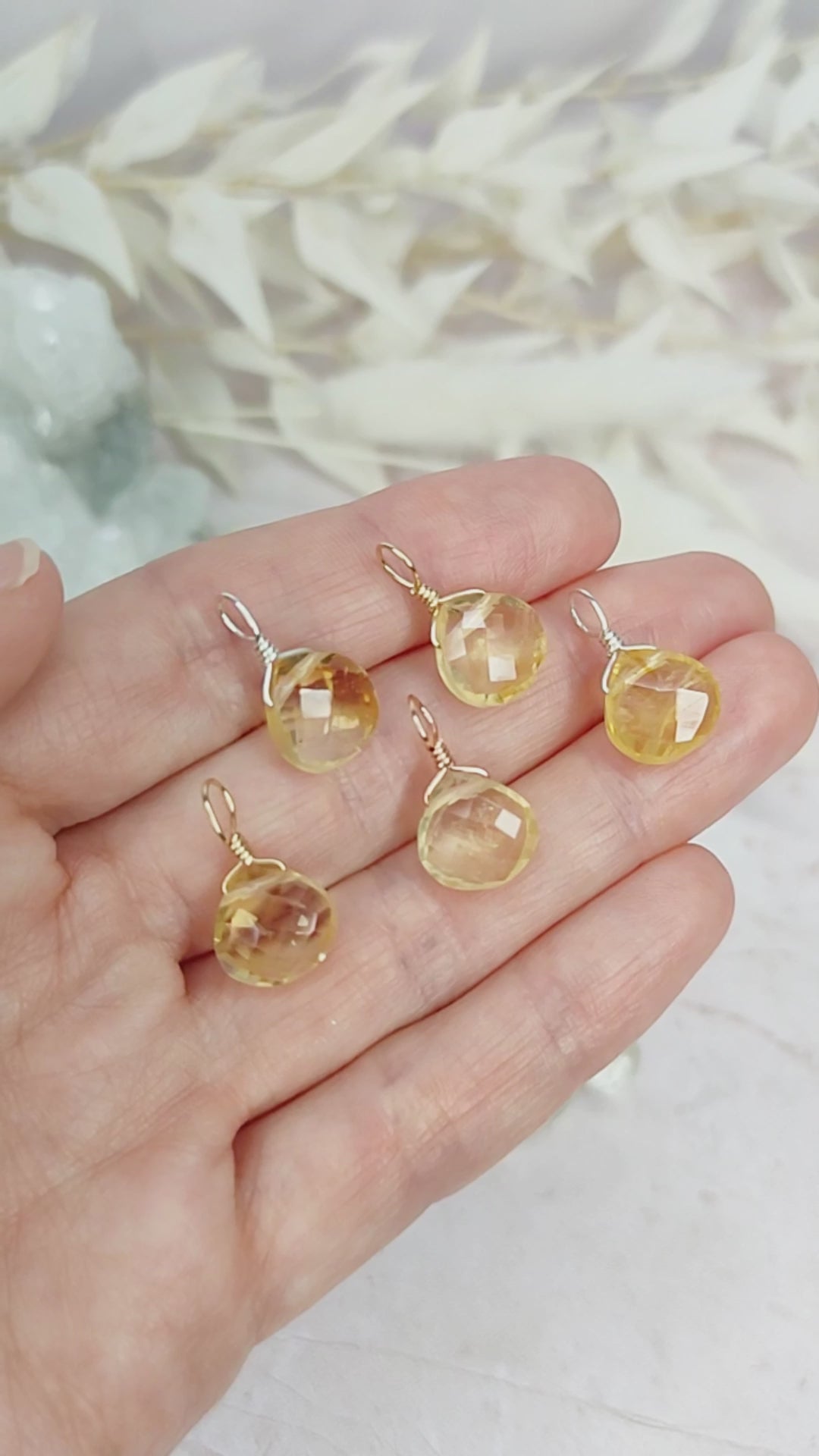 Tiny Citrine Teardrop Gemstone Pendant