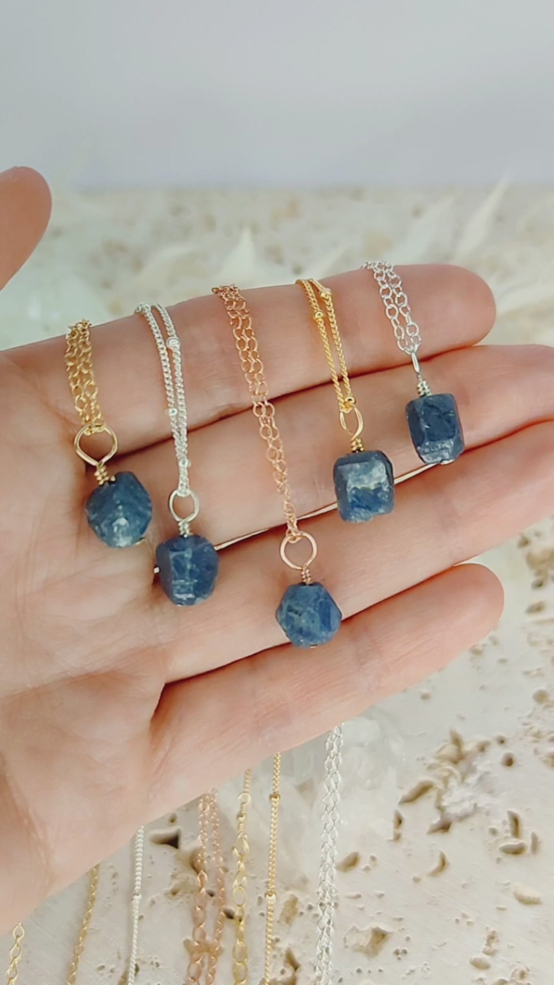 Raw Sapphire Natural Crystal Pendant Necklace