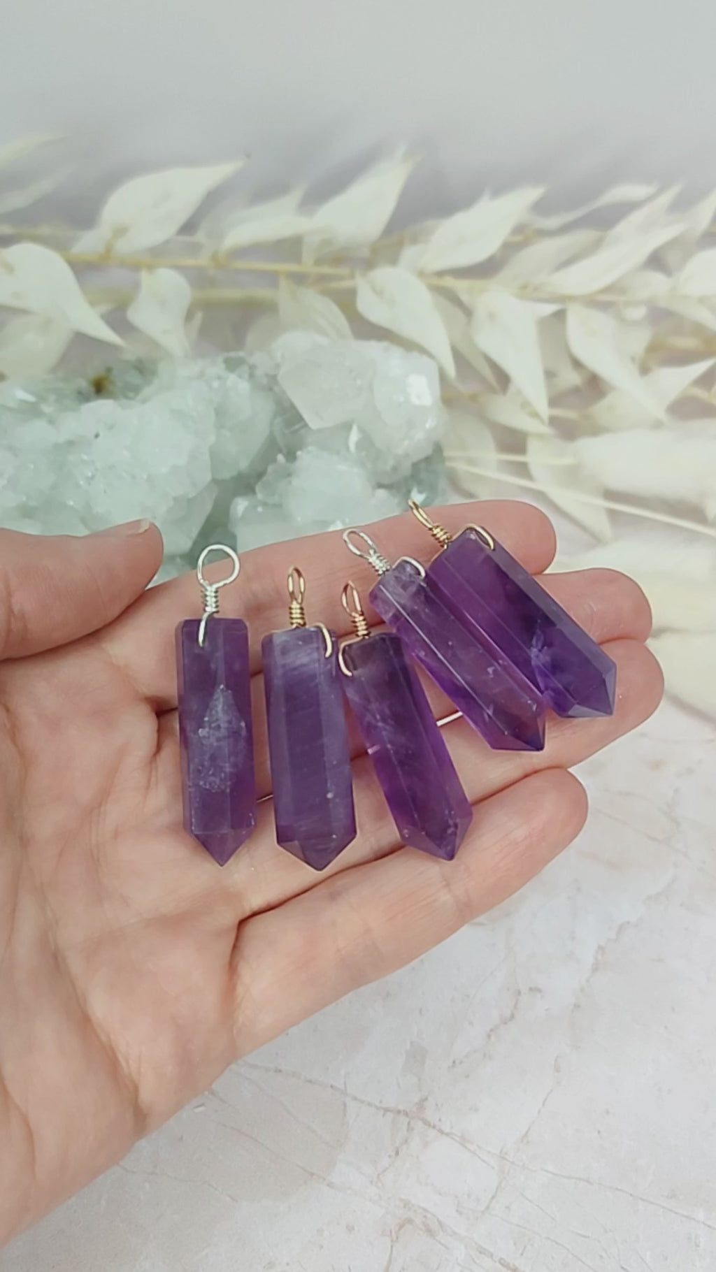 Large Amethyst Crystal Tower Point Generator Pendant