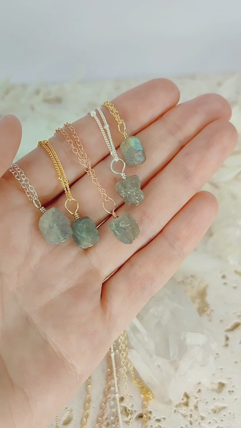 Raw Labradorite Natural Crystal Pendant Necklace