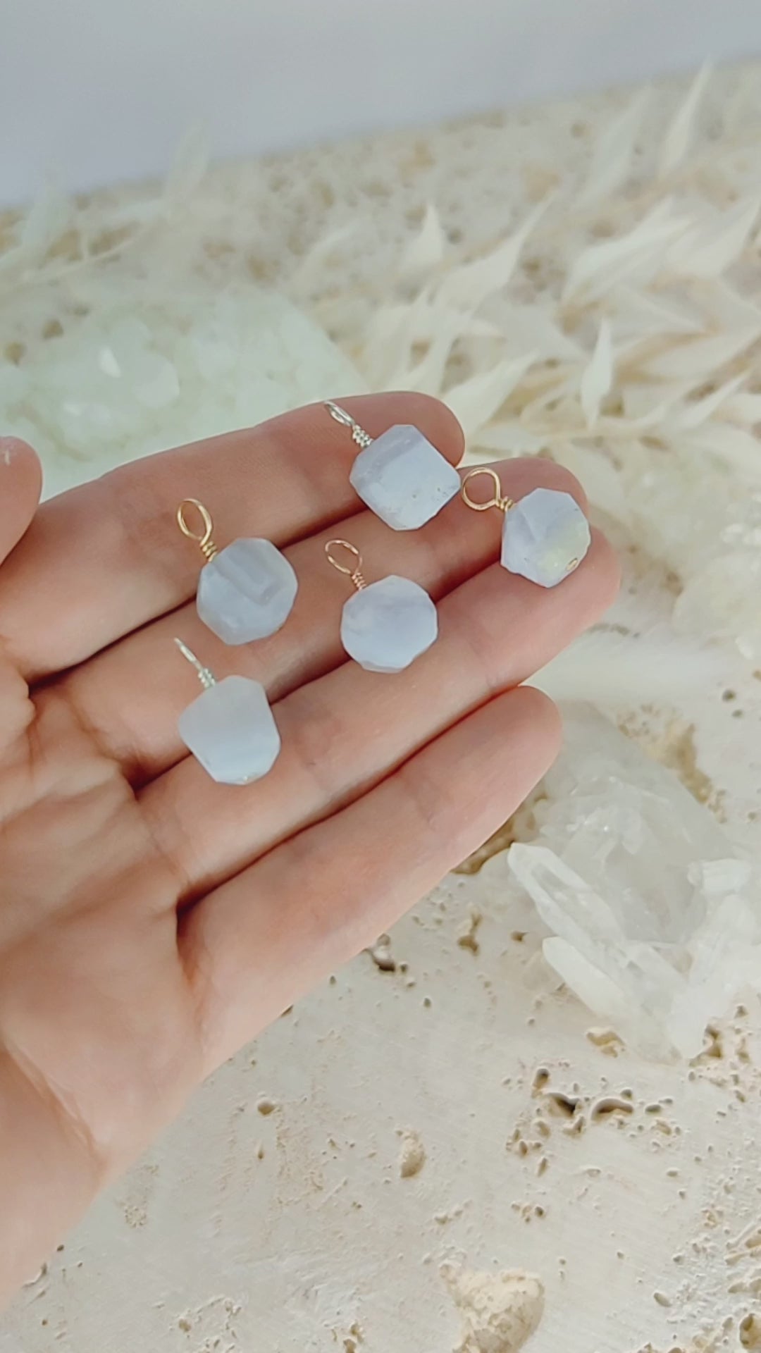 Tiny Raw Blue Lace Agate Crystal Pendant