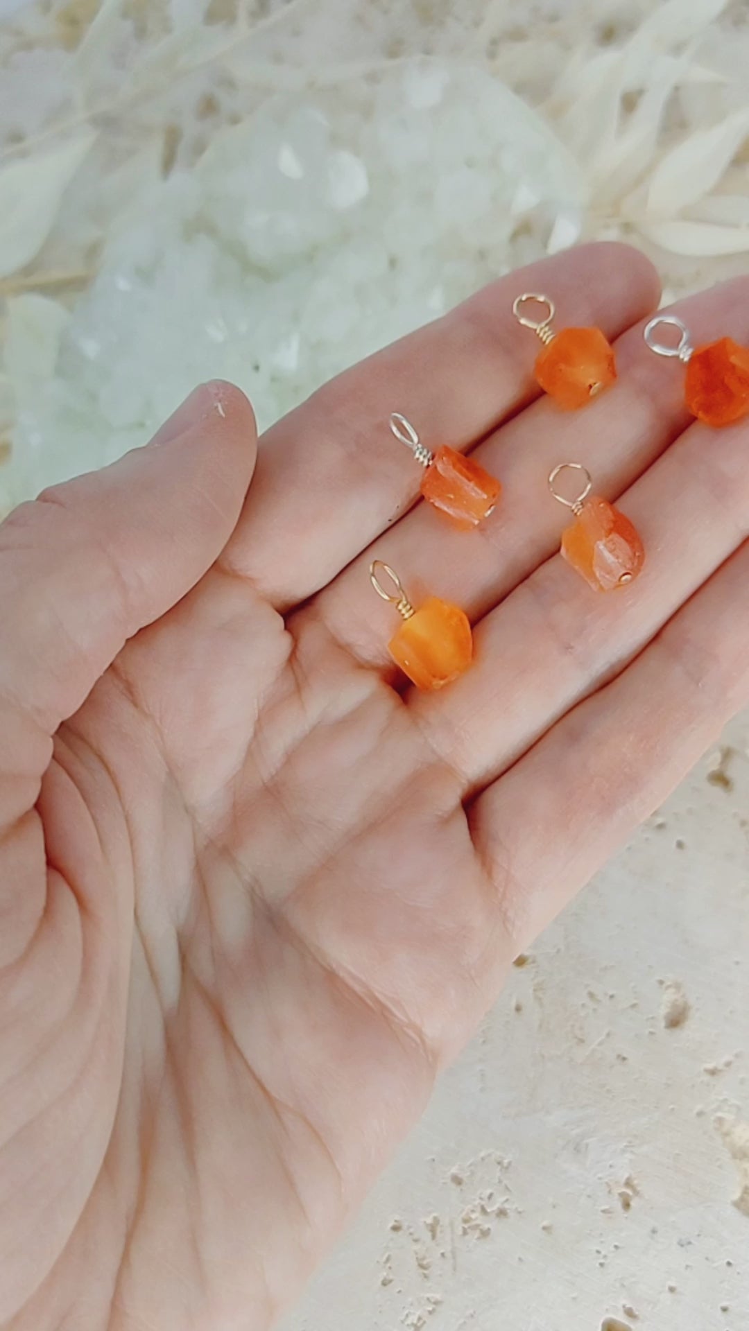 Tiny Raw Carnelian Crystal Pendant