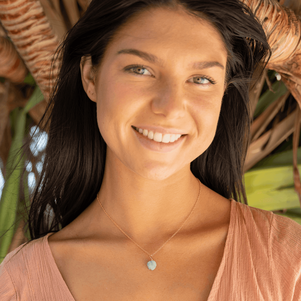 Raw Amazonite Natural Crystal Pendant Necklace - Raw Amazonite Natural Crystal Pendant Necklace - Sterling Silver / Satellite - Luna Tide Handmade Crystal Jewellery