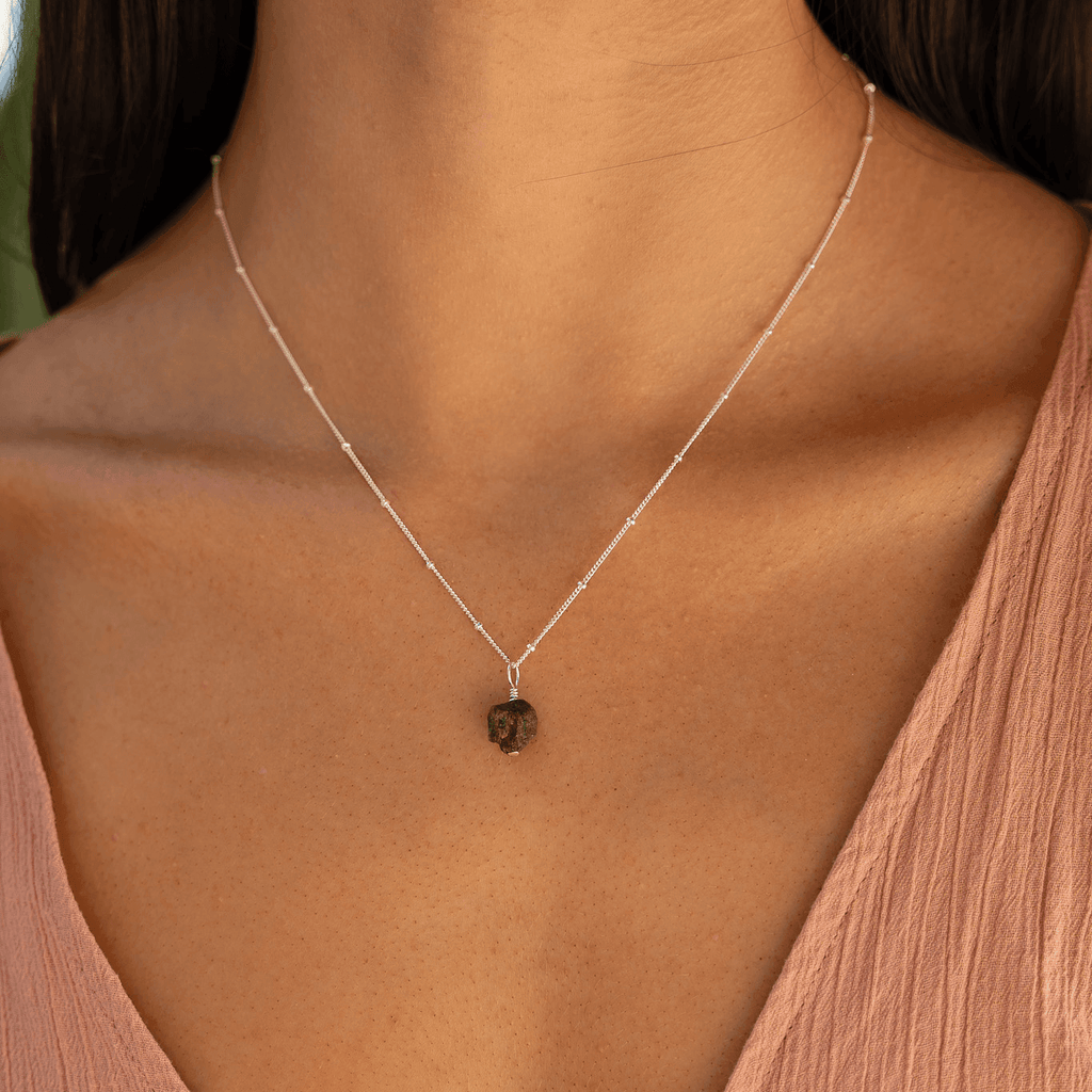 Raw Earth Red Ruby Natural Crystal Pendant Necklace - Raw Earth Red Ruby Natural Crystal Pendant Necklace - Sterling Silver / Satellite - Luna Tide Handmade Crystal Jewellery