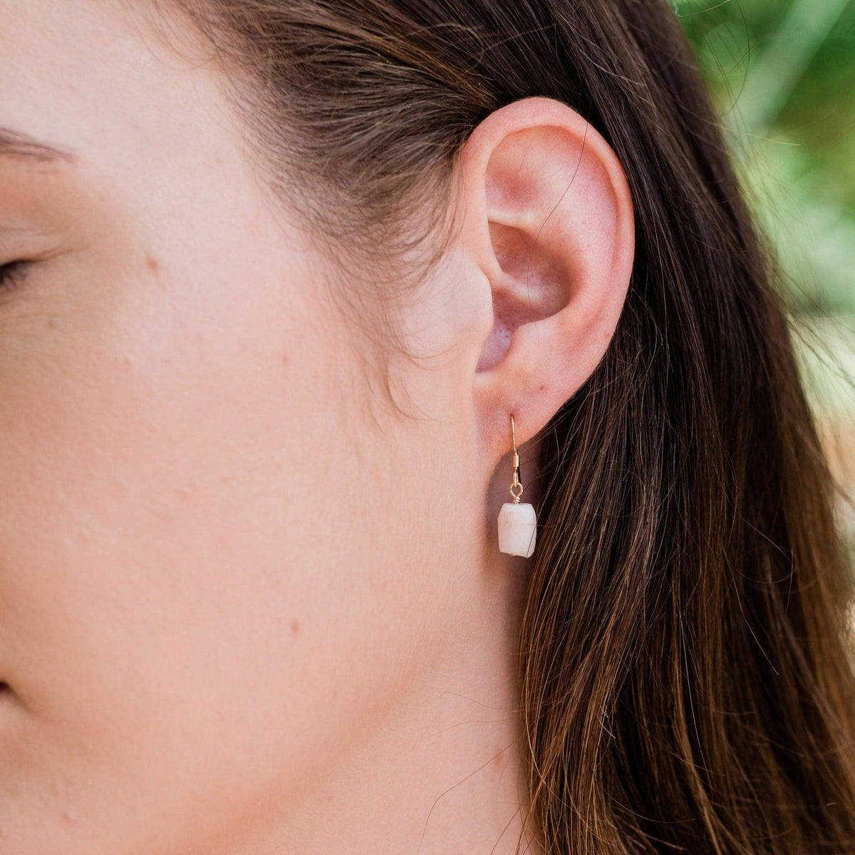 Raw Pink Peruvian Opal Crystal Earrings & Necklace Set - Raw Pink Peruvian Opal Crystal Earrings & Necklace Set - 14k Gold Fill / Cable - Luna Tide Handmade Crystal Jewellery