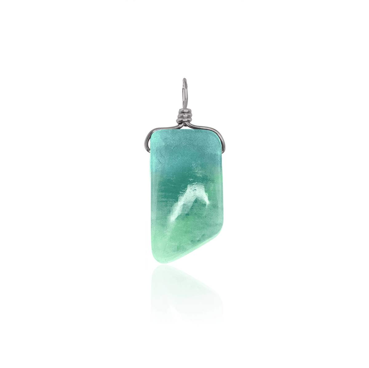 Small Smooth Amazonite Crystal Pendant with Gentle Point - Small Smooth Amazonite Crystal Pendant with Gentle Point - Stainless Steel - Luna Tide Handmade Crystal Jewellery