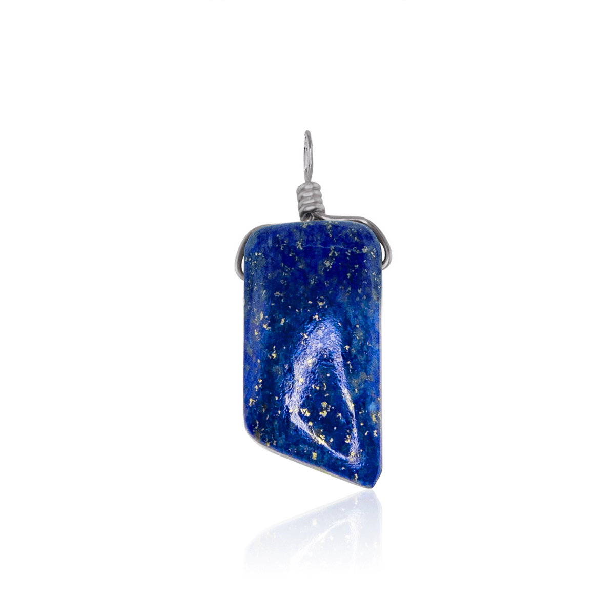 Small Smooth Lapis Lazuli Crystal Pendant with Gentle Point - Small Smooth Lapis Lazuli Crystal Pendant with Gentle Point - Stainless Steel - Luna Tide Handmade Crystal Jewellery