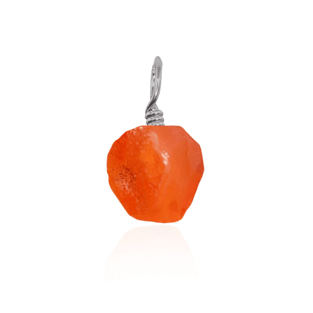 Tiny Raw Carnelian Crystal Pendant - Tiny Raw Carnelian Crystal Pendant - Stainless Steel - Luna Tide Handmade Crystal Jewellery