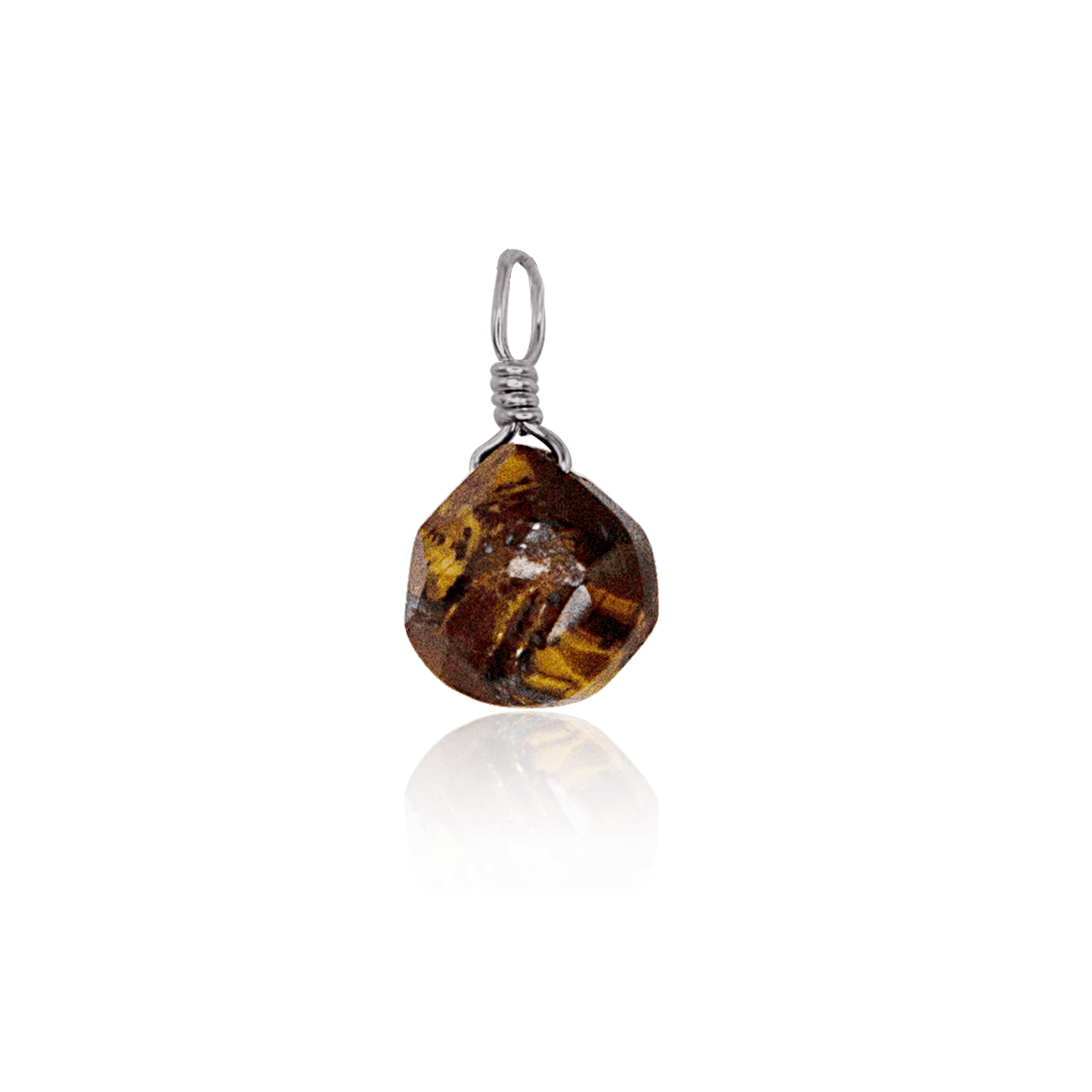 Tiny Tiger's Eye Teardrop Gemstone Pendant - Tiny Tiger's Eye Teardrop Gemstone Pendant - Stainless Steel - Luna Tide Handmade Crystal Jewellery