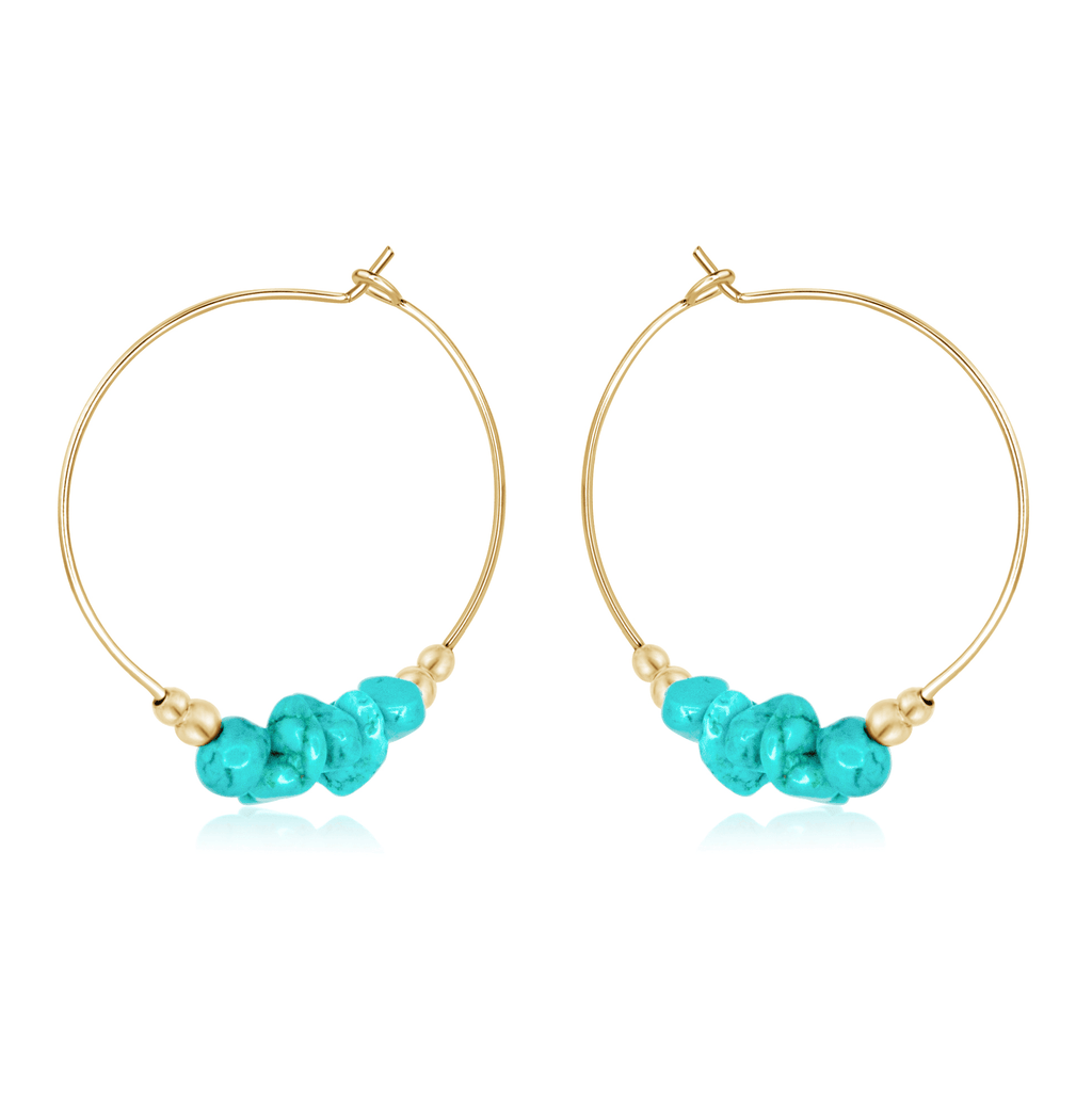 Turquoise Crystal Chip Large Hoop Earrings - Turquoise Crystal Chip Large Hoop Earrings - 14k Gold Fill - Luna Tide Handmade Crystal Jewellery