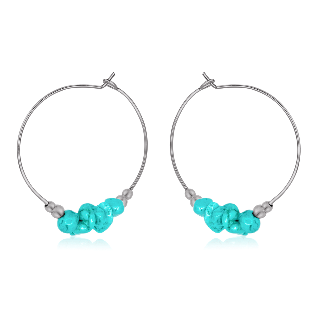 Turquoise Crystal Chip Large Hoop Earrings - Turquoise Crystal Chip Large Hoop Earrings - Stainless Steel - Luna Tide Handmade Crystal Jewellery