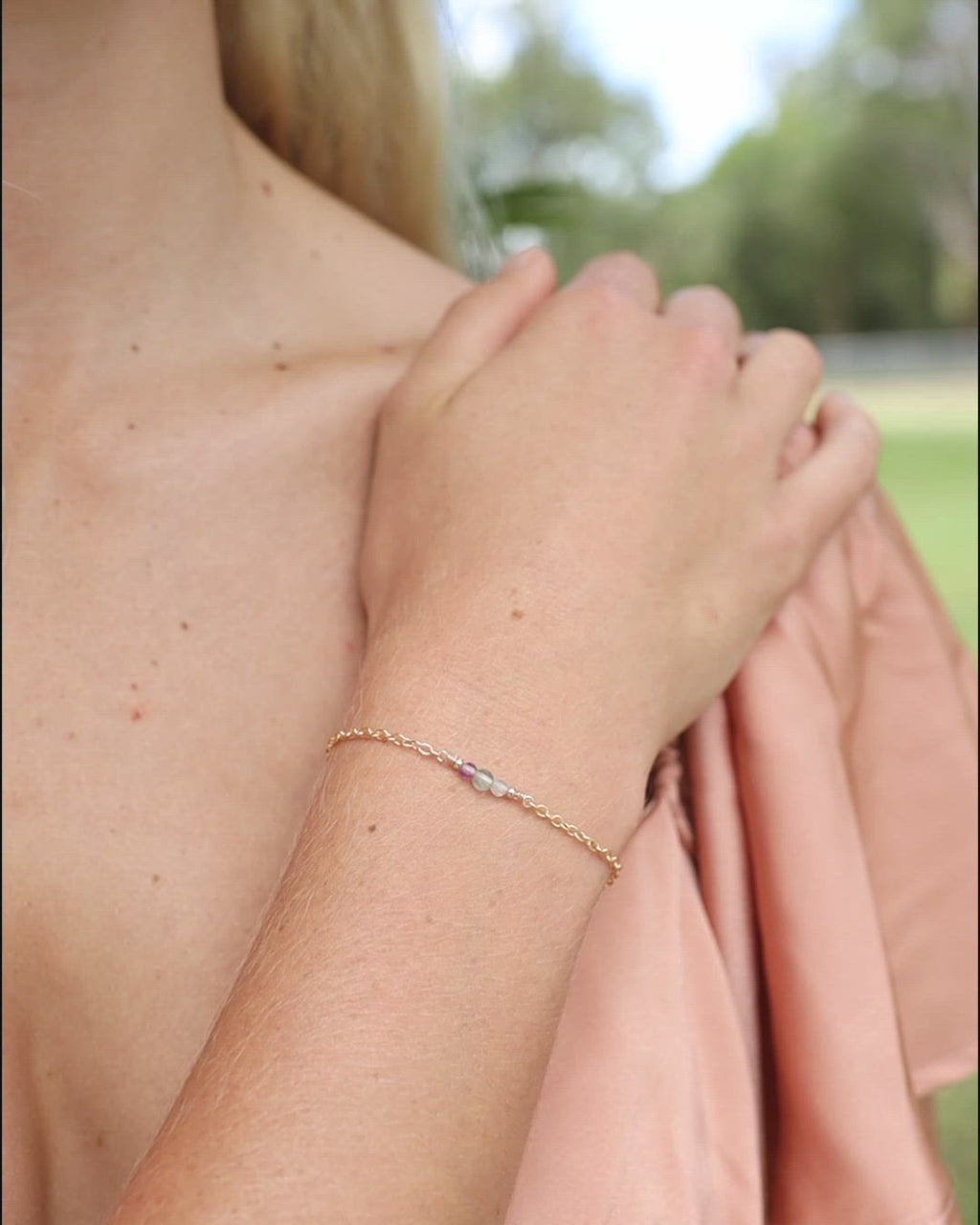 Dainty Fluorite Gemstone Bracelet