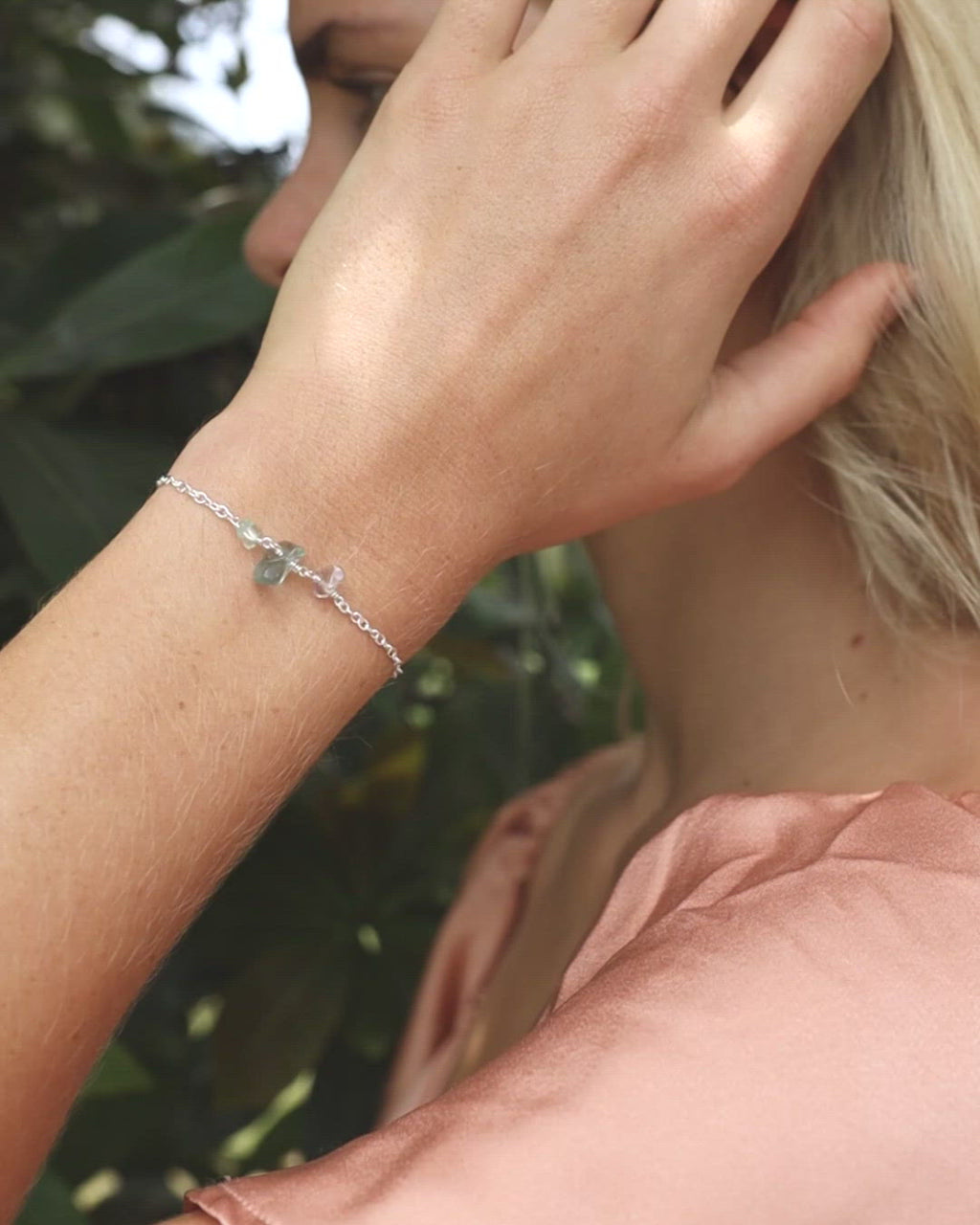 Fluorite Beaded Chain Bracelet