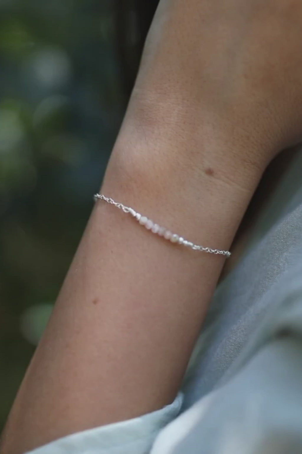 Sparkling Orange Sunstone Gemstone Faceted Bead Bar Bracelet