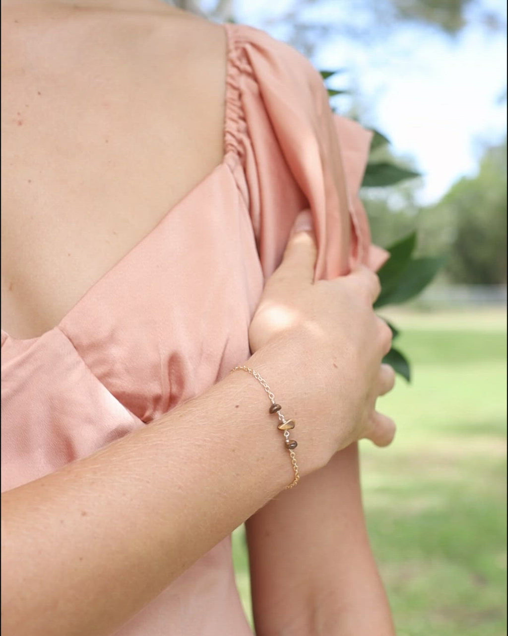 Tiger's Eye Beaded Chain Bracelet